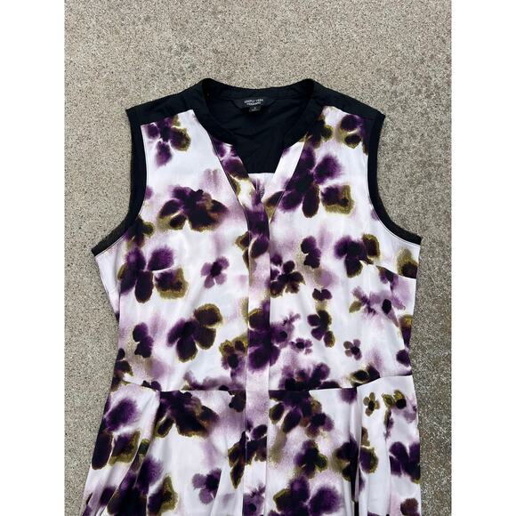 Simply Vera Vera Wang Dress Women Sz Small Floral V-Neck Sleeveless Midi Belted - Picture 3 of 6